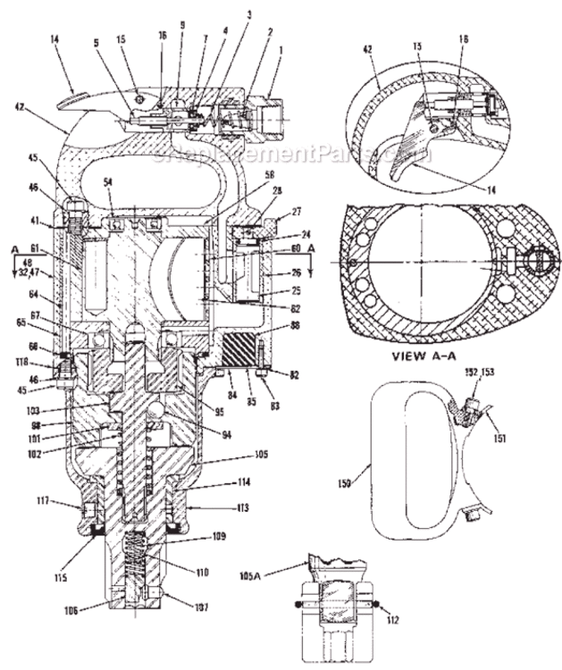 Page A Diagram and Parts List for CP0611 T022578 Chicago Pneumatic Wrench